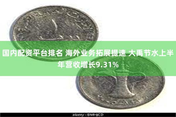 国内配资平台排名 海外业务拓展提速 大禹节水上半年营收增长9.31%
