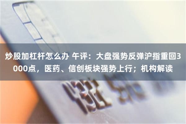 炒股加杠杆怎么办 午评：大盘强势反弹沪指重回3000点，医药、信创板块强势上行；机构解读