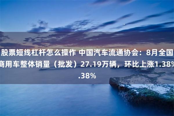 股票短线杠杆怎么操作 中国汽车流通协会：8月全国商用车整体销量（批发）27.19万辆，环比上涨1.38%