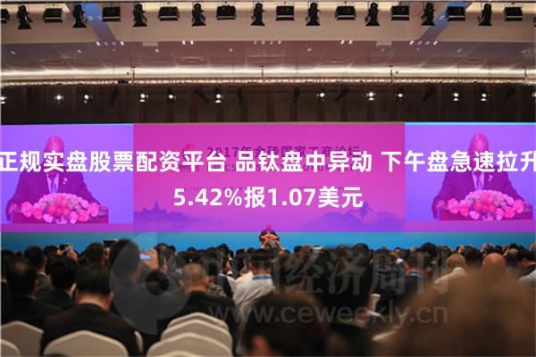 正规实盘股票配资平台 品钛盘中异动 下午盘急速拉升5.42%报1.07美元