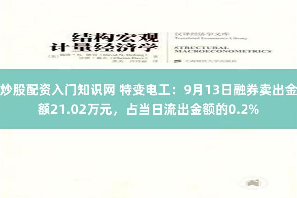 炒股配资入门知识网 特变电工：9月13日融券卖出金额21.02万元，占当日流出金额的0.2%