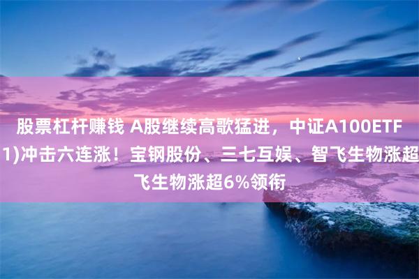 股票杠杆赚钱 A股继续高歌猛进，中证A100ETF(159631)冲击六连涨！宝钢股份、三七互娱、智飞生物涨超6%领衔
