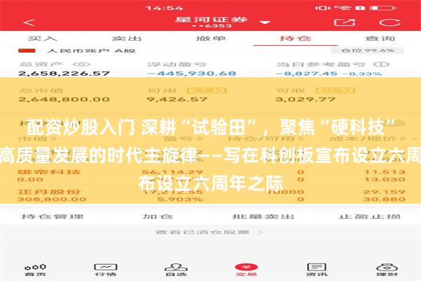 配资炒股入门 深耕“试验田”，聚焦“硬科技”，奏响高质量发展的时代主旋律——写在科创板宣布设立六周年之际