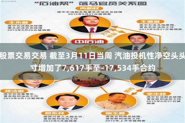 股票交易交易 截至3月11日当周 汽油投机性净空头头寸增加了7,617手至-17,534手合约