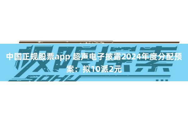 中国正规股票app 超声电子披露2024年度分配预案：拟10派2元