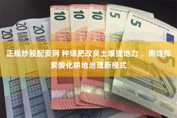 正规炒股配资网 种绿肥改良土壤提地力 ，南雄探索酸化耕地治理新模式