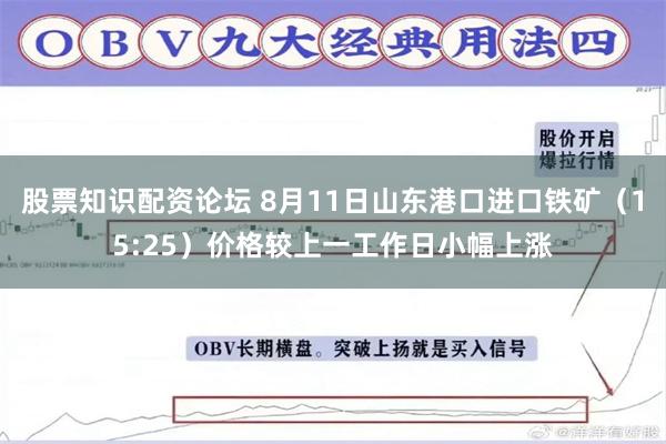 股票知识配资论坛 8月11日山东港口进口铁矿（15:25）价格较上一工作日小幅上涨