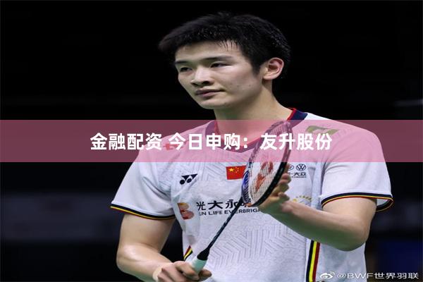 金融配资 今日申购：友升股份