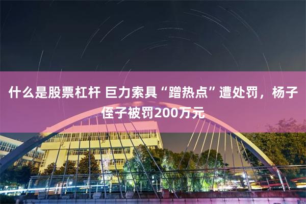 什么是股票杠杆 巨力索具“蹭热点”遭处罚，杨子侄子被罚200万元