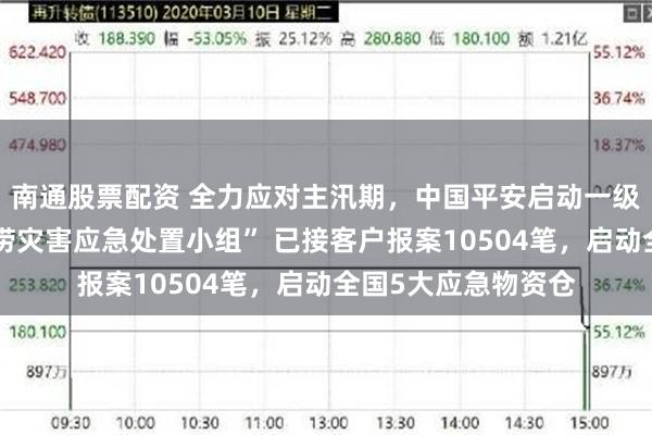 南通股票配资 全力应对主汛期，中国平安启动一级响应成立“暴雨洪涝灾害应急处置小组” 已接客户报案10504笔，启动全国5大应急物资仓