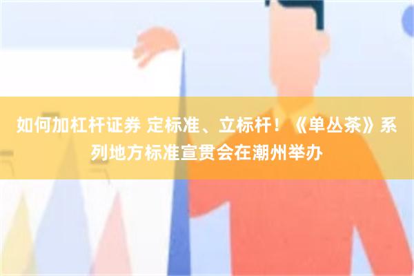 如何加杠杆证券 定标准、立标杆！《单丛茶》系列地方标准宣贯会在潮州举办