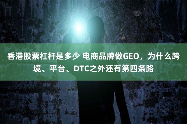 香港股票杠杆是多少 电商品牌做GEO，为什么跨境、平台、DTC之外还有第四条路
