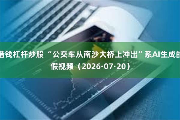 借钱杠杆炒股 “公交车从南沙大桥上冲出”系AI生成的假视频（2026·07·20）