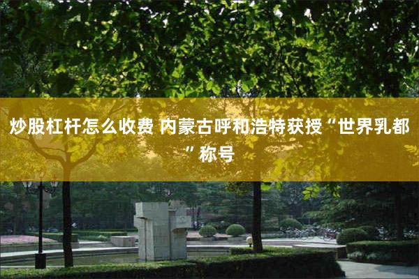 炒股杠杆怎么收费 内蒙古呼和浩特获授“世界乳都”称号