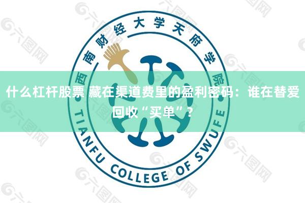 什么杠杆股票 藏在渠道费里的盈利密码：谁在替爱回收“买单”？